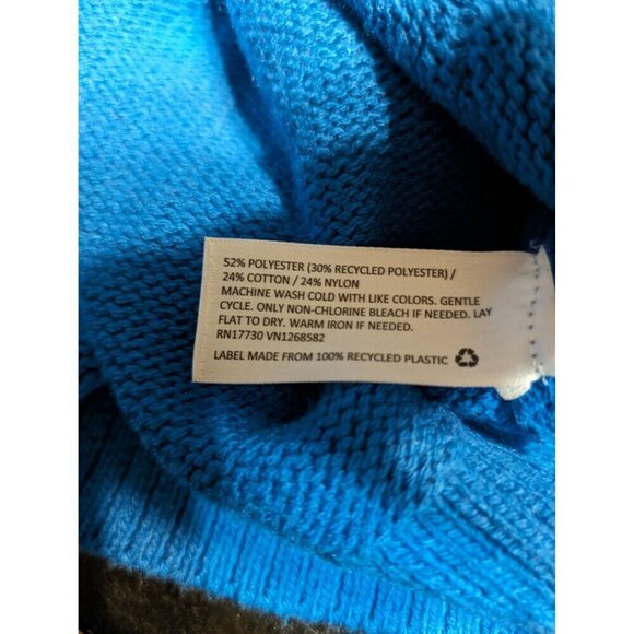 Lego Women's Small Chunky Crew Knit Sweater Cozy Blue Brick Design Oversized - Picture 10 of 10